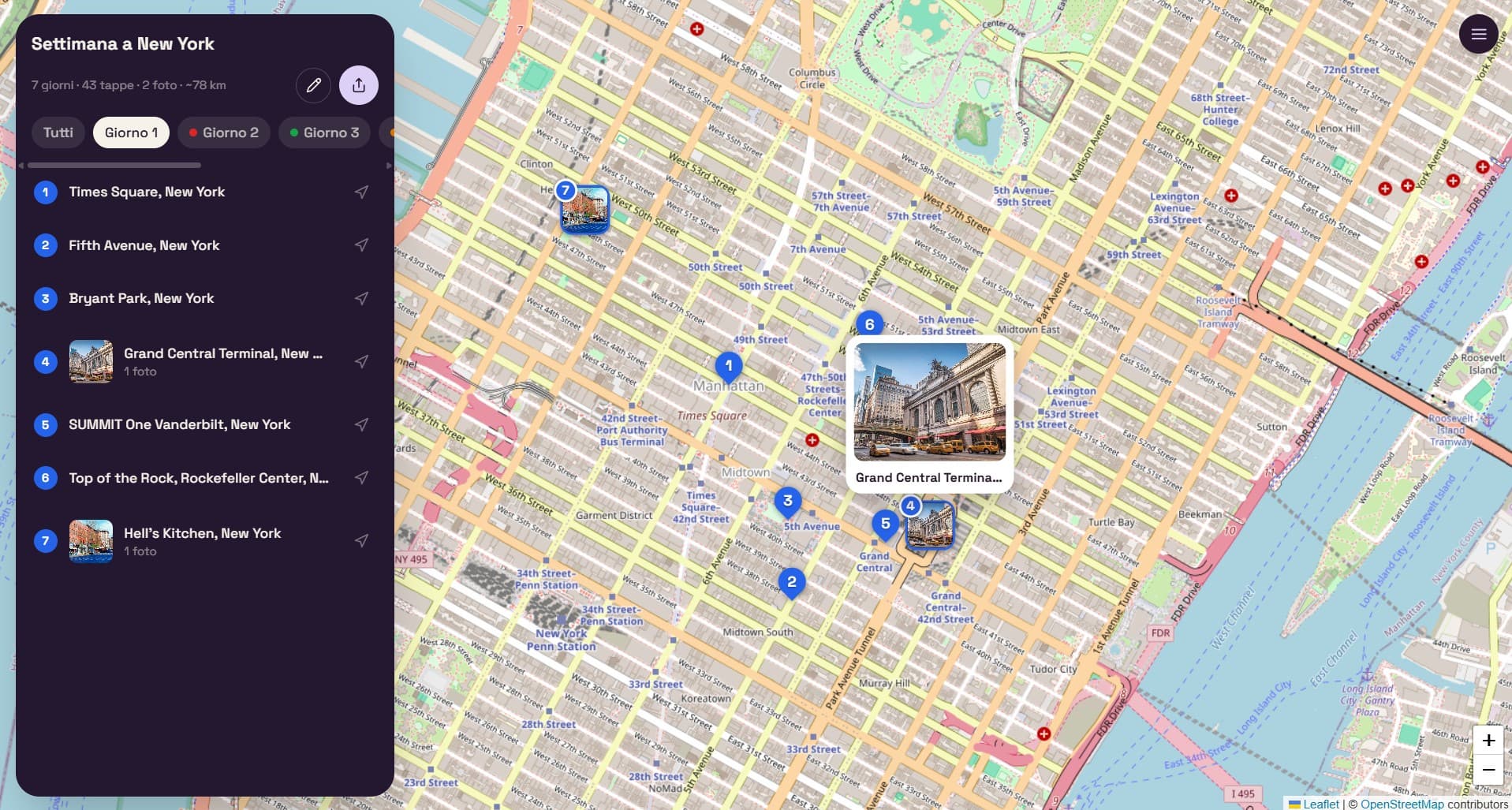 Screenshot di Anduma — trasforma i ricordi di un viaggio in un sito da condividere